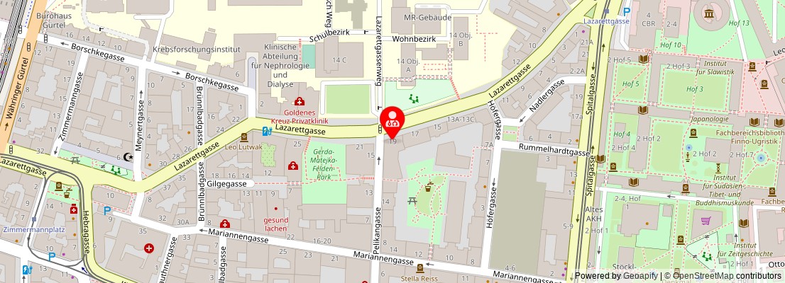 Street map section around the address