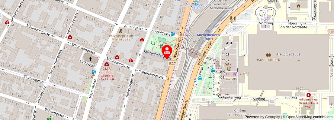 Street map section around the address