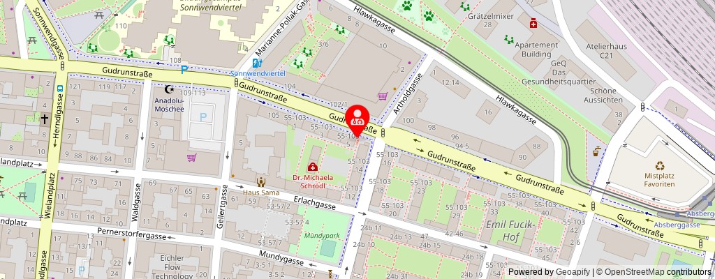 Street map section around the address