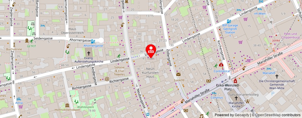 Street map section around the address