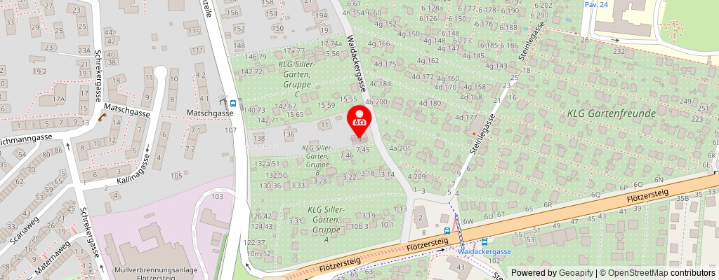 Street map section around the address