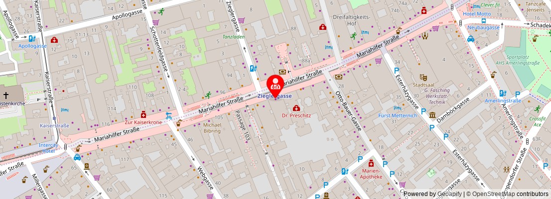 Street map section around the address