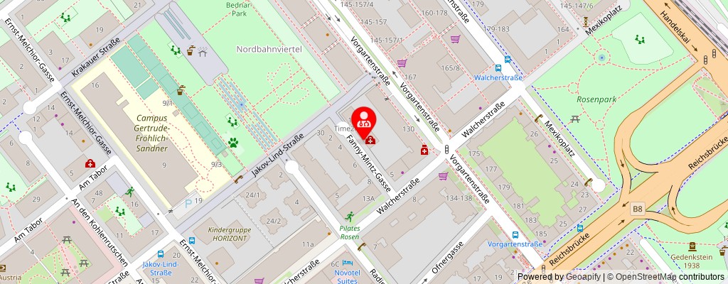 Street map section around the address