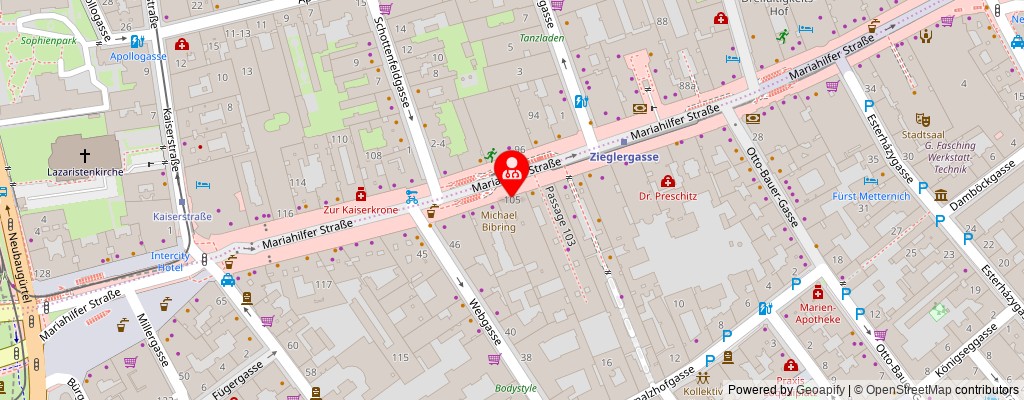 Street map section around the address