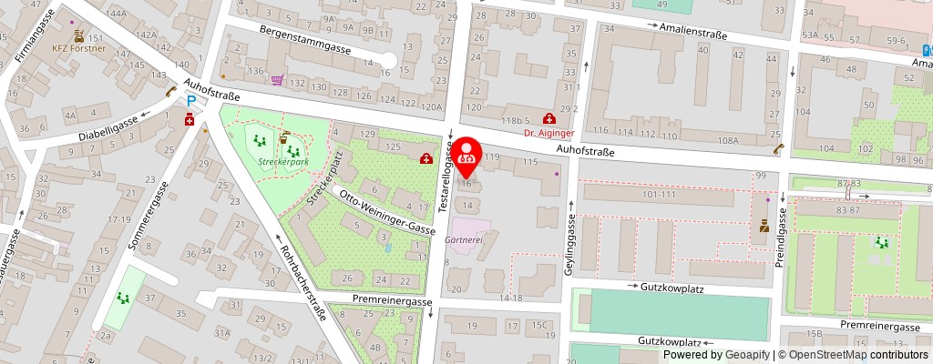 Street map section around the address