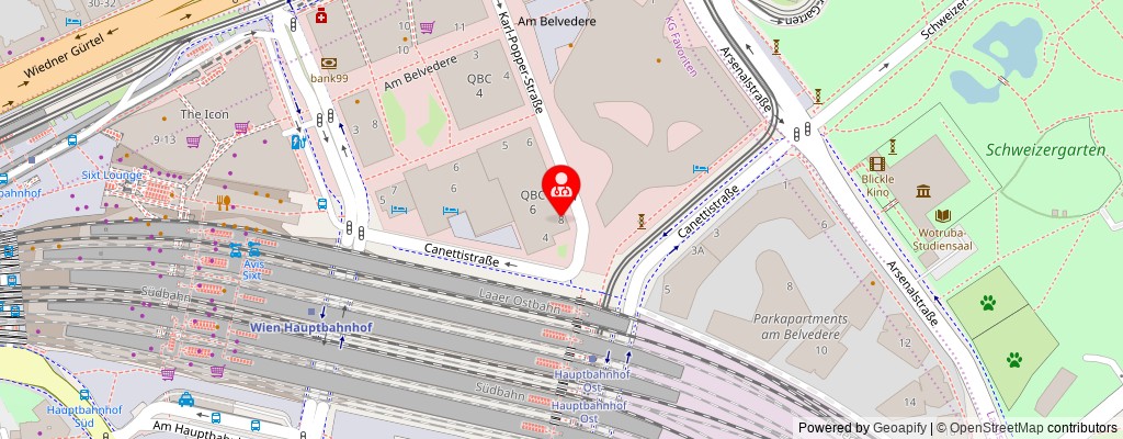 Street map section around the address