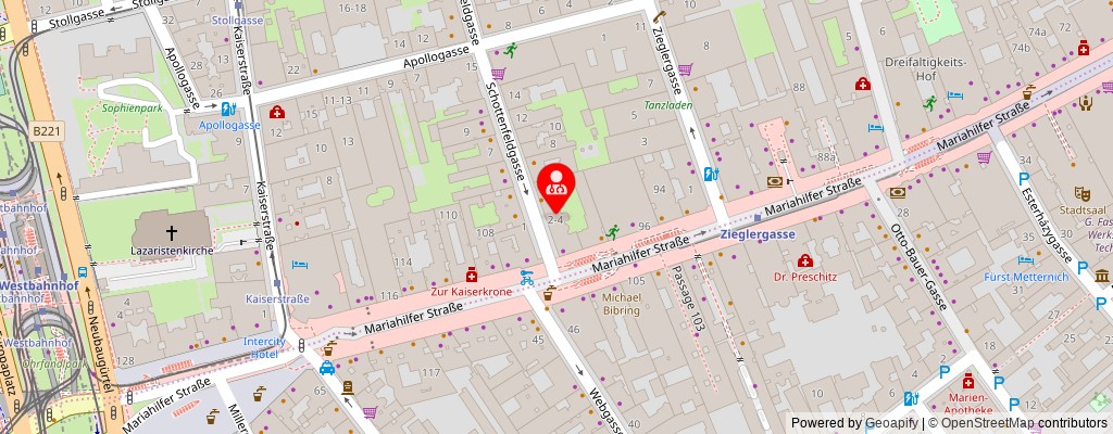 Street map section around the address