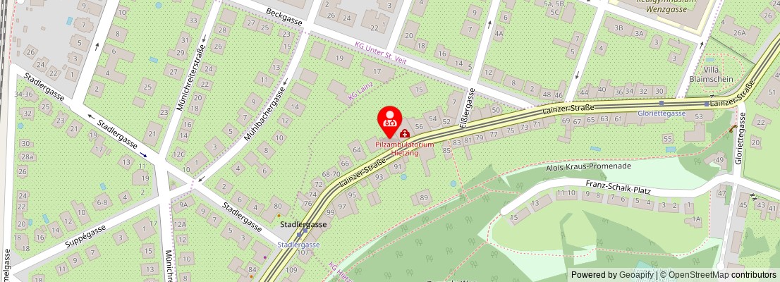 Street map section around the address