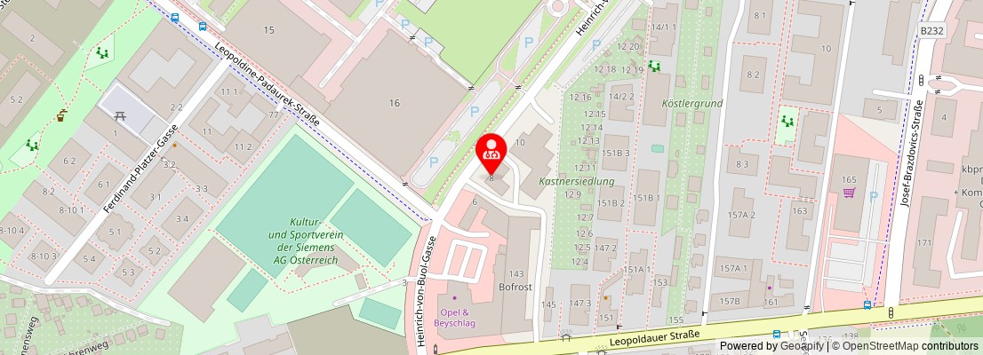 Street map section around the address