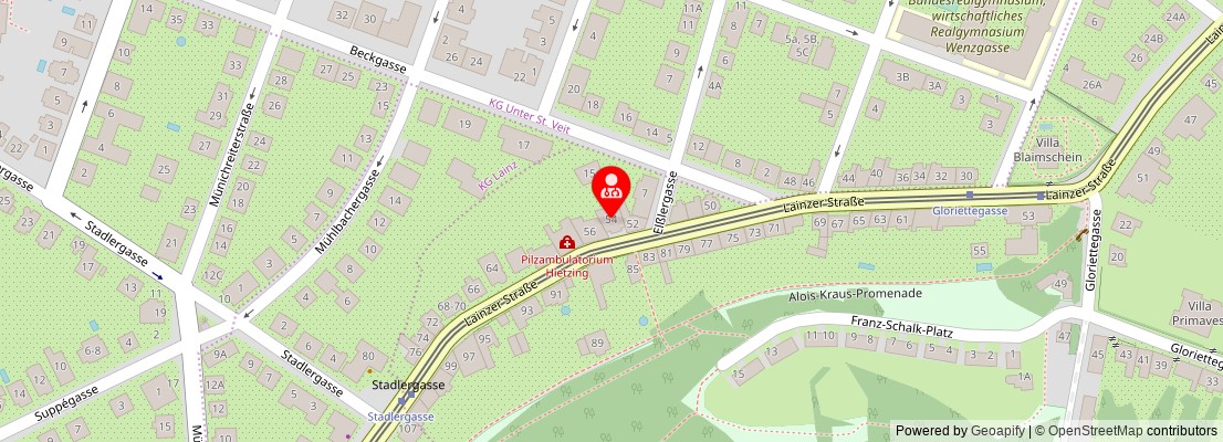 Street map section around the address