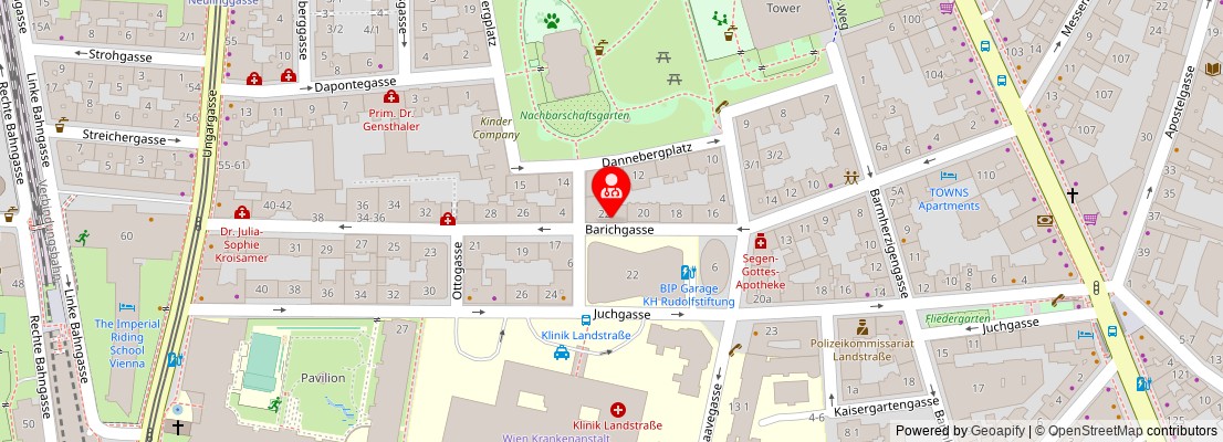 Street map section around the address