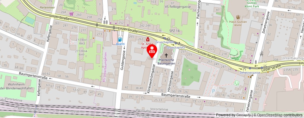 Street map section around the address