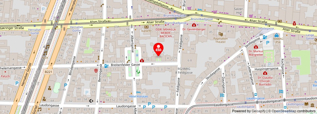 Street map section around the address