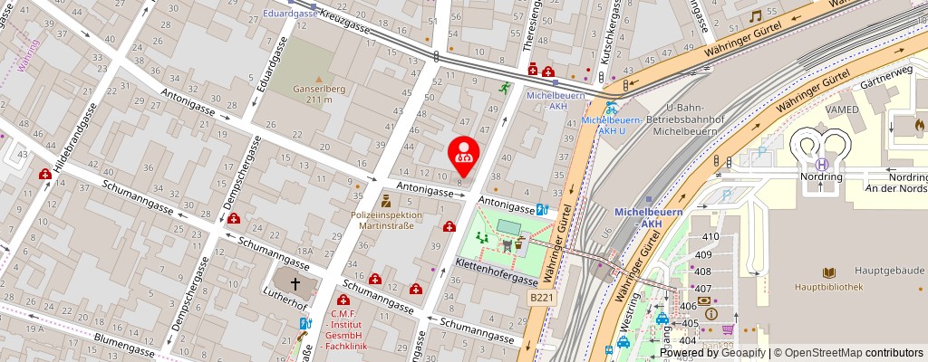 Street map section around the address