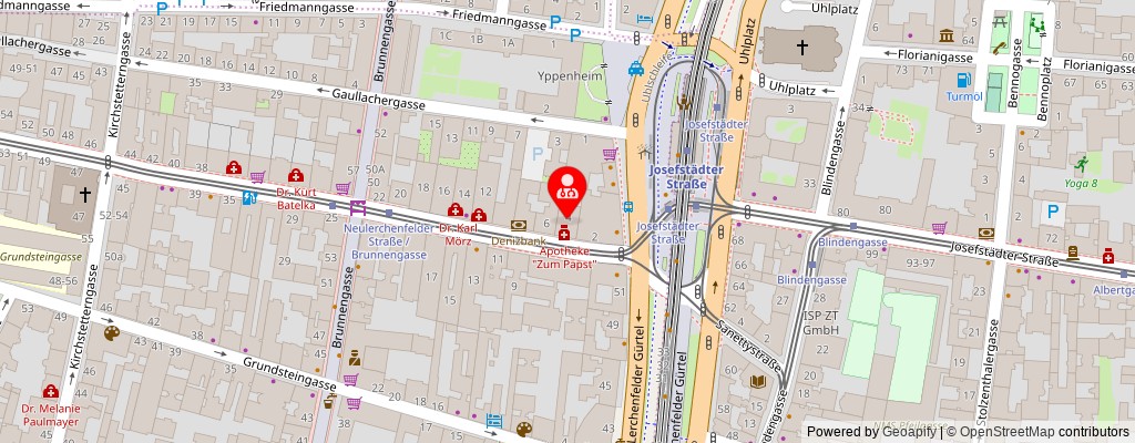 Street map section around the address