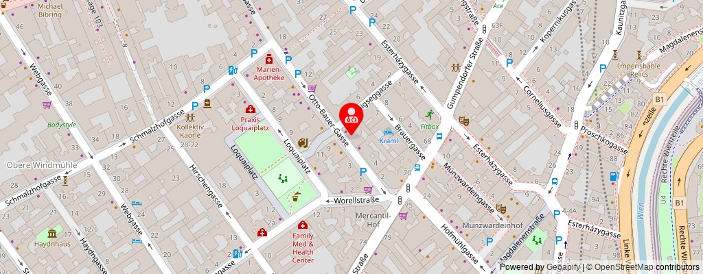 Street map section around the address