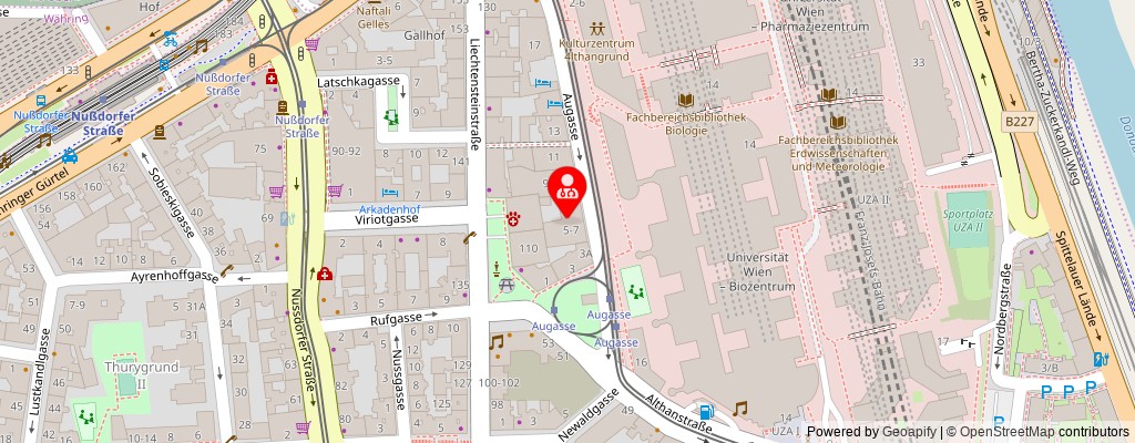 Street map section around the address
