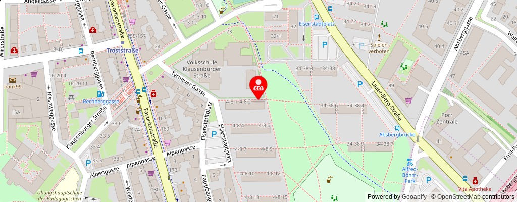 Street map section around the address