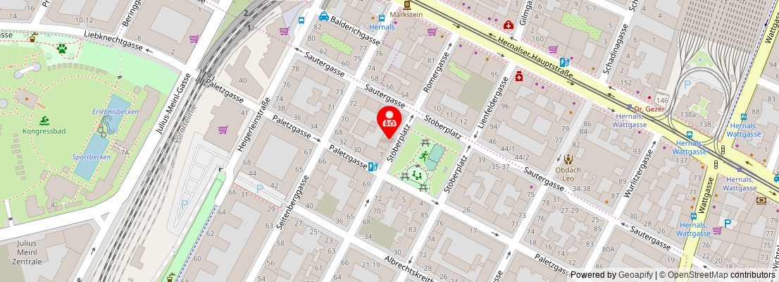 Street map section around the address