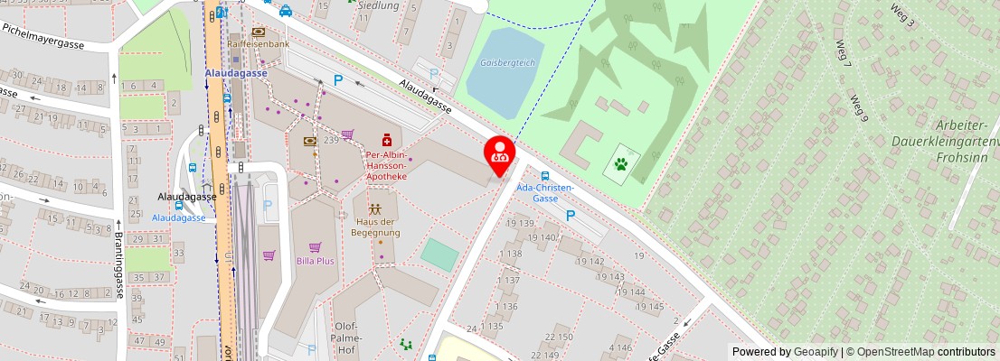 Street map section around the address