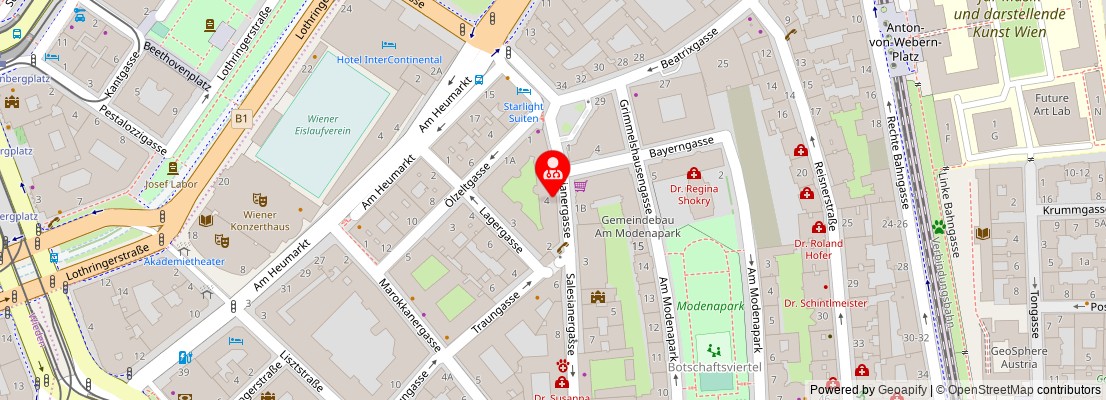 Street map section around the address