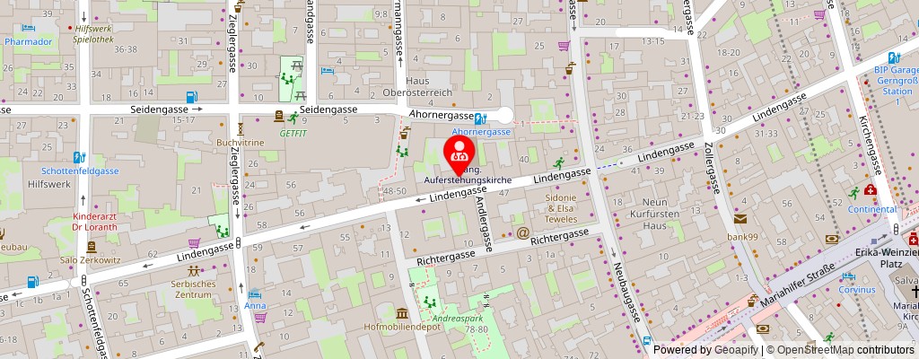 Street map section around the address