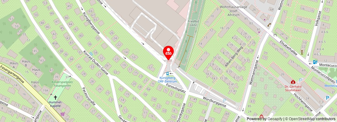 Street map section around the address