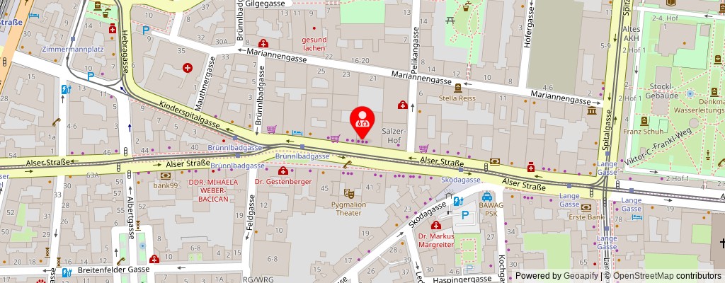 Street map section around the address