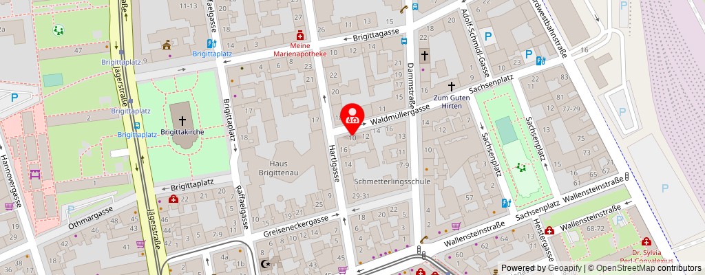 Street map section around the address