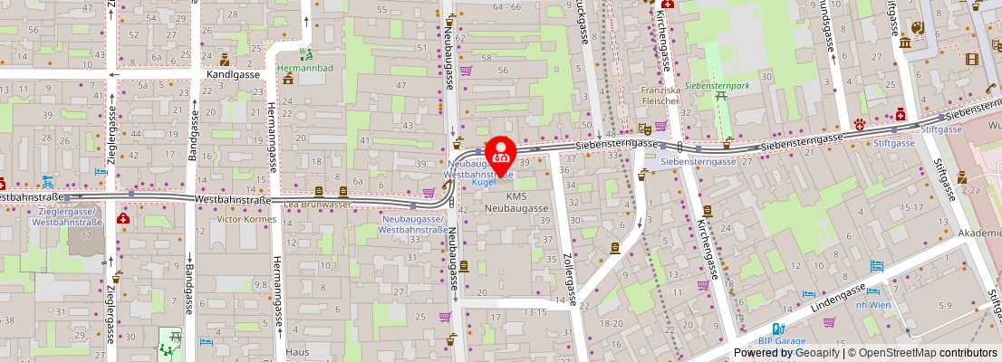Street map section around the address