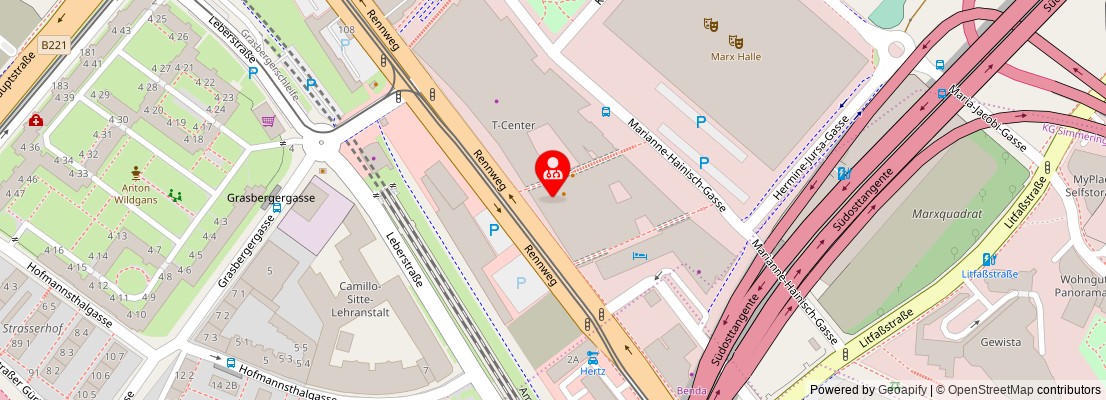 Street map section around the address