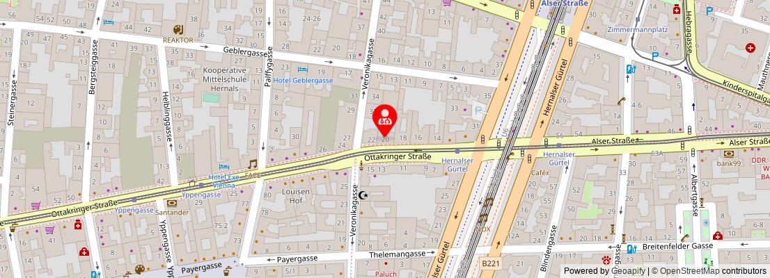 Street map section around the address