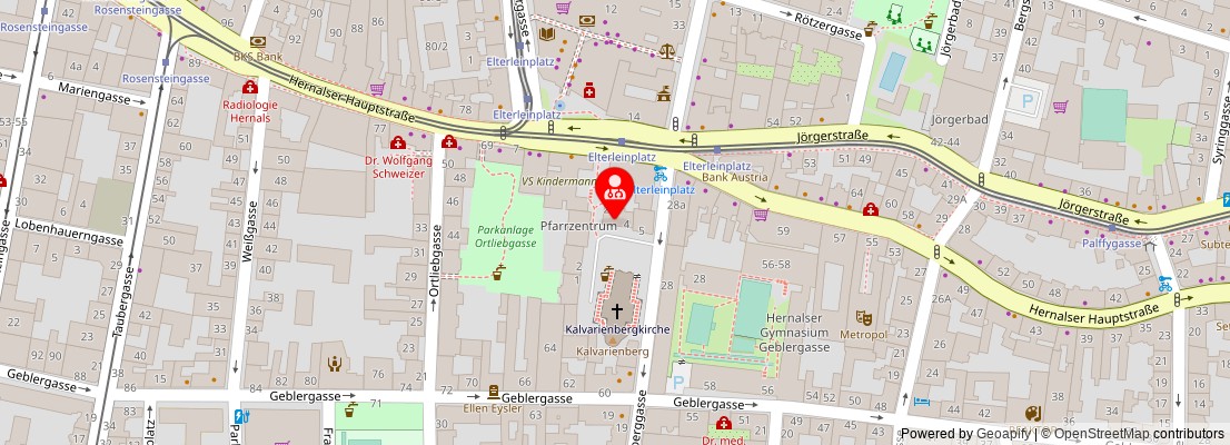 Street map section around the address