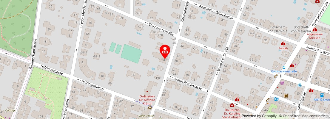 Street map section around the address