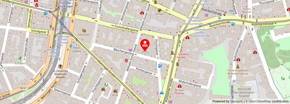 Street map section around the address