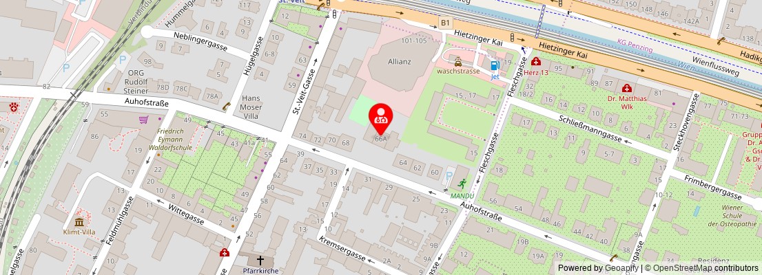 Street map section around the address