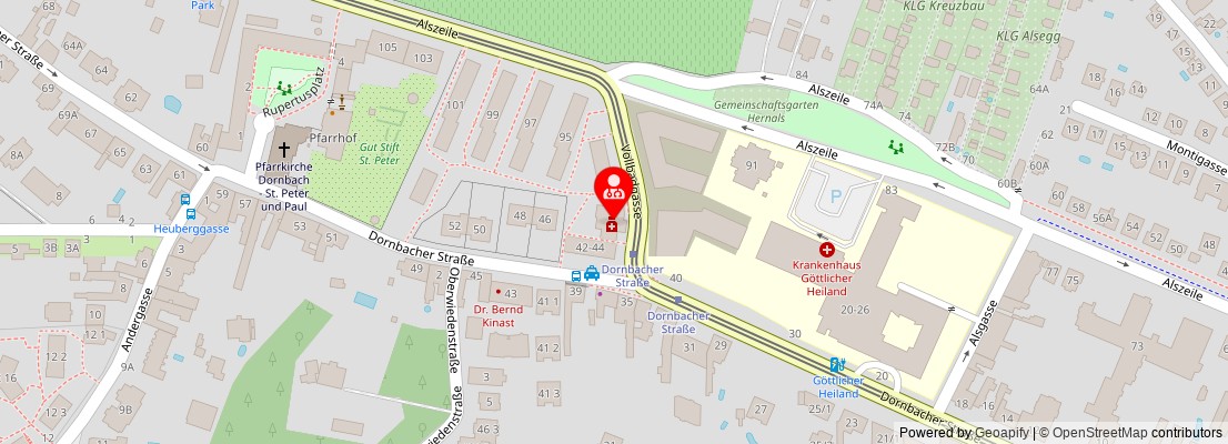 Street map section around the address